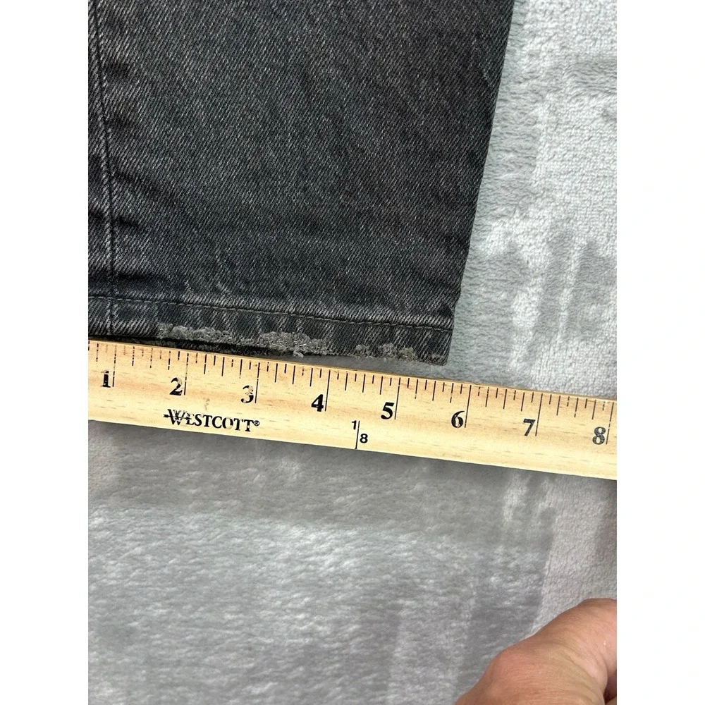 Levis 501 S Jeans Men 26x28 Black Dark Wash Straight Leg Whiskered Grunge Skinny